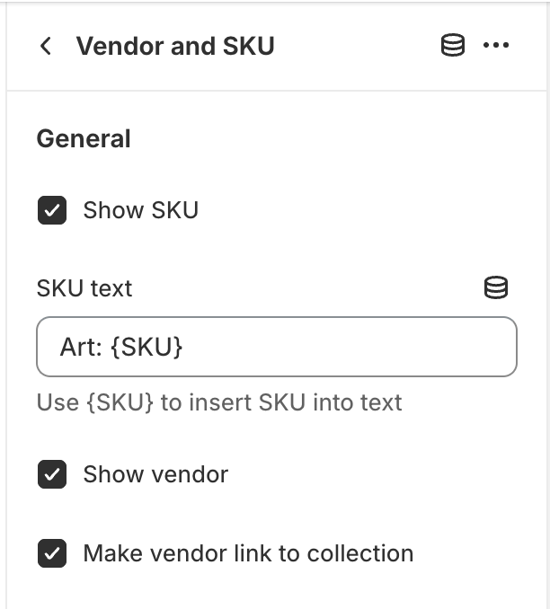 vendor and sku
